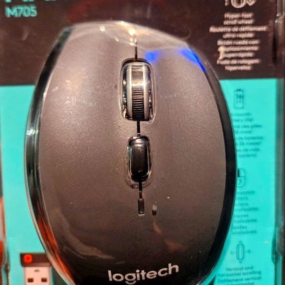 Logitech h Marathon M705 Wireless Mouse Black/Grey - Picture 2 of 4